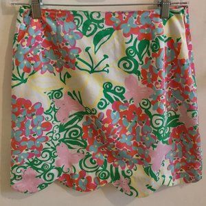 Lilly Pulitzer Sz 0 Floral Skirt Scalloped Hem
